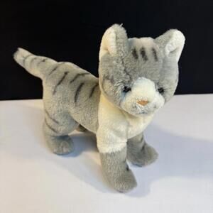 Kingdom Kuddles Gray & White w/Black Stripes Vintage Maine Coon Cat Plush Kitten